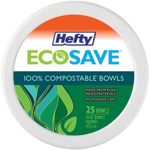 Hefty ECOSAVE Compostable Paper Bowls, 28 Ounce, 15 Count 