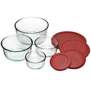 Anchor Hocking Classic Glass Food Storage Containers with Lids, Red,  16-Piece Set