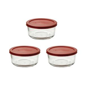 Pyrex 2 Cup 6pc Round Glass Food Storage Value Pack Red