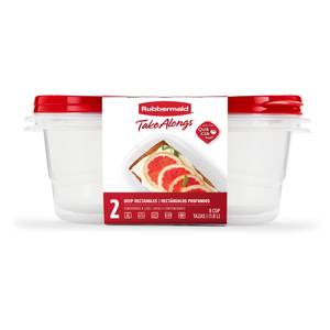 Rubbermaid TakeAlongs Large Rectangular Food Storage Container, 1 Gallon,  2-Pack, Red