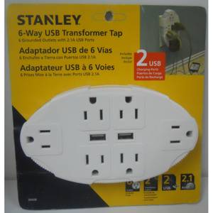 Stanley 30407 PlugMax 3 USB, White 