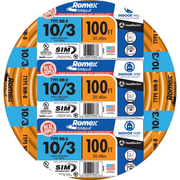 Photo of Romex SIMpull NM-B 10/3 Indoor Wire with Ground