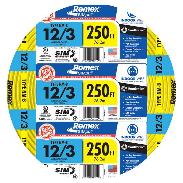 Photo of Romex SIMpull NM-B 12/3 Indoor Wire with Ground
