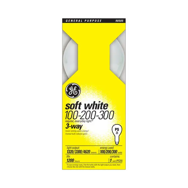 GE 3-Way 100/200/300-Watt Soft White PS25 Light Bulb - 41459