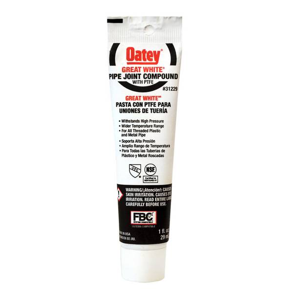 Oatey Great White Pipe Joint Compound with PTFE, 1 oz - 31229 | Blain's ...