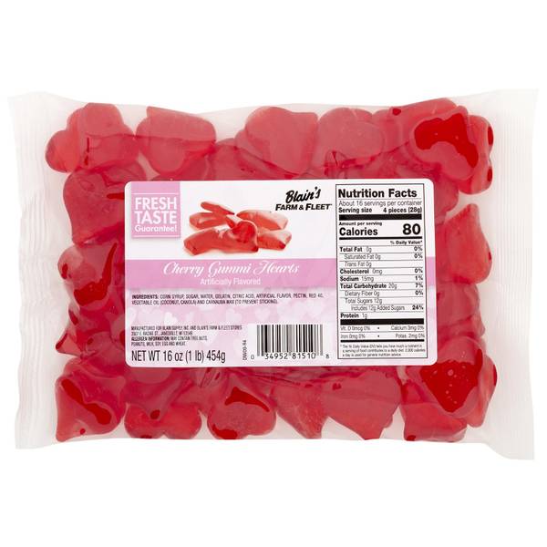 Blain's Farm & Fleet 16 oz Cherry Gummi Hearts Candy - 605790 | Blain's ...