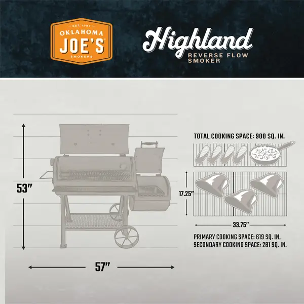 Oklahoma Joe's Highland Reverse Flow Offset Charcoal Smoker - 17202052