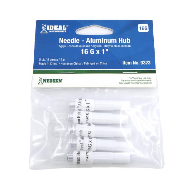 NEOGEN 5Pack 16 Gauge x 1" Disposable Livestock Needles 9323 Blain