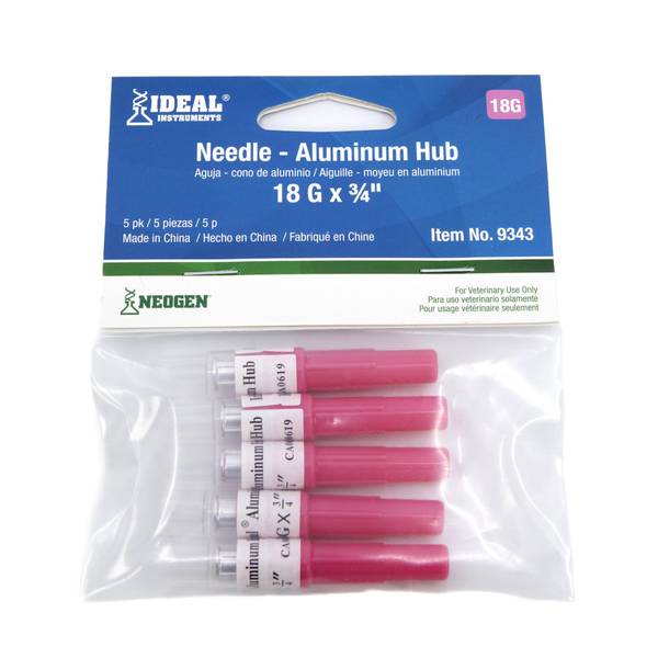 NEOGEN 5Pack 18 Gauge x 3/4" Disposable Livestock Needles 9343