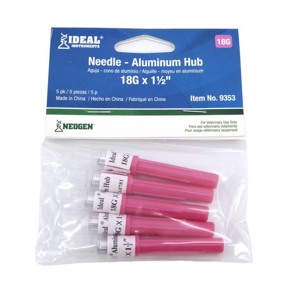 NEOGEN 5Pack 18 Gauge x 11/2" Disposable Livestock Needles 9353