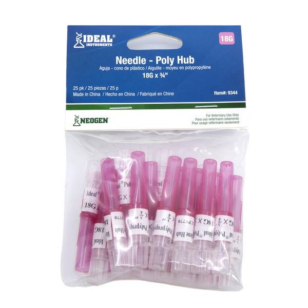NEOGEN 25Pack 18G x 3/4" Disposable Livestock Needles 9344 Blain's
