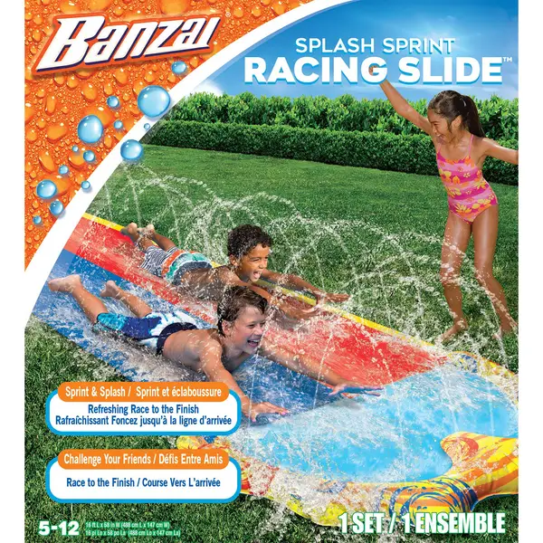 Banzai Aqua Blast Obstacle Course 16ft Long Water Slide Factory for sale online 