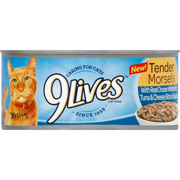 GTIN 079100000739 product image for 9 Lives 5.5 oz Tender Morsels Whitefish, Tuna and Cheese Cat Food | upcitemdb.com