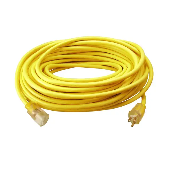 100/' 12//3 YELLOW EXTENSION CORD W// LIGHTED END 2589SW0002-1 Each