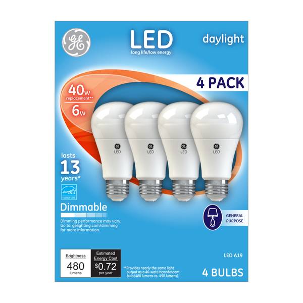 Vervallen Melodramatisch gas GE 4-Pack 6-Watt Dimmable LED Daylight A19 Light Bulbs - 67614 | Blain's  Farm & Fleet