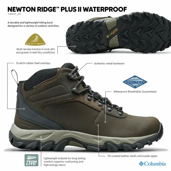 Columbia Men's Newton Ridge Plus II Waterproof Boots, Cordovan, 8.5 -  1594731231-8.5