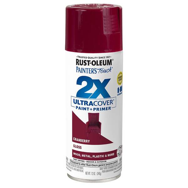 Photo of 12 oz Painter's Touch 2X Ultra Cover Gloss Cranberry Spray Paint & Primer