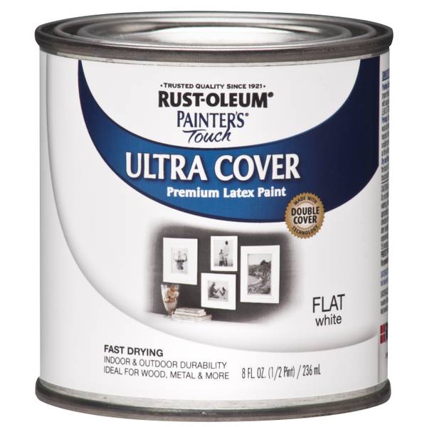 Photo of 8 oz Painter's Touch Ultra Cover Flat White Premium Latex Paint
