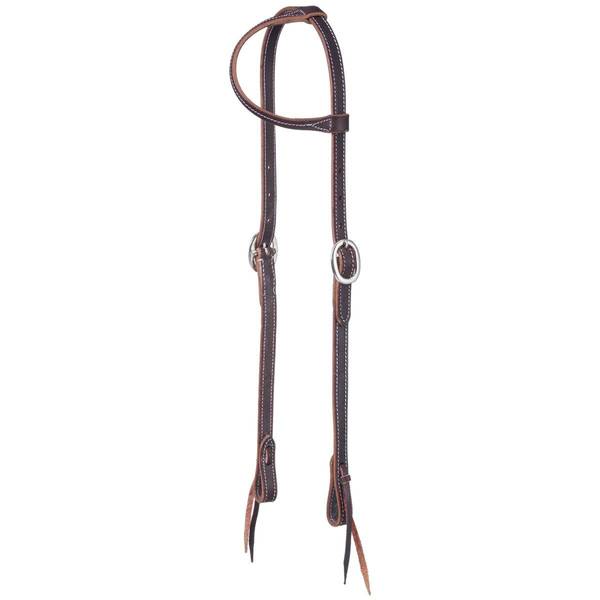 Photo of Latigo Leather One Ear Headstall with Tie Ends and Double-Stitching