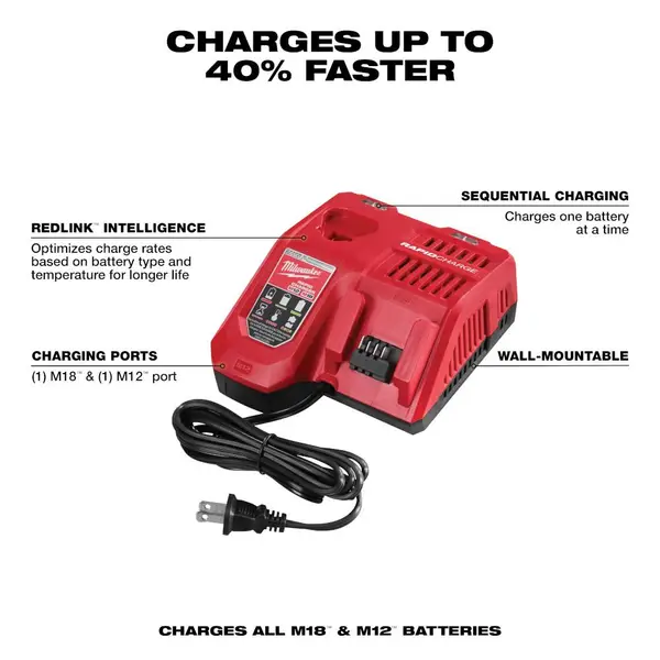 Milwaukee M18 and M12 Rapid Charger - 48-59-1808 | Blain's