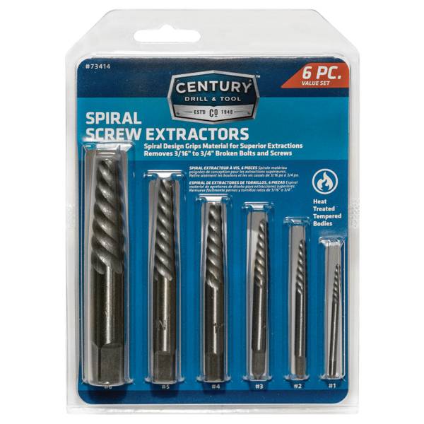 Century Drill & Tool 6Piece Spiral Flute Screw Extractor Set 73414