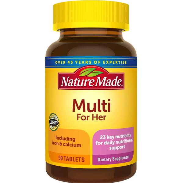 Nature Made 90Count Multi For Her with Iron & Calcium Tablets