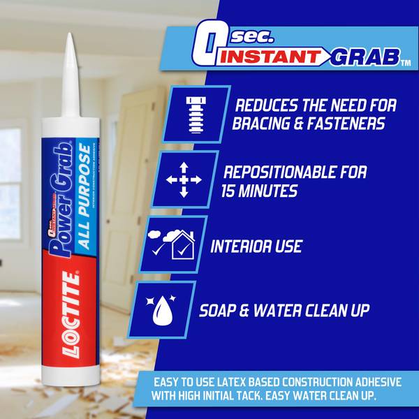 Loctite 9 oz Power Grab All Purpose White Construction Adhesive - 2022554 |  Blain's Farm & Fleet