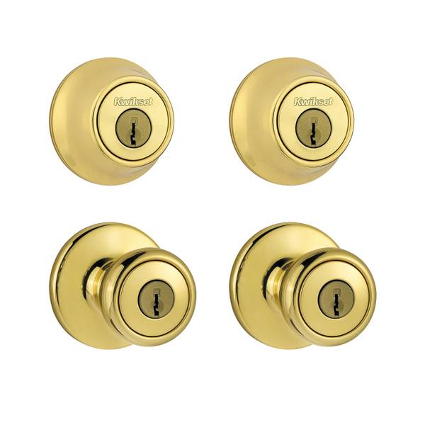 Kwikset 242 Tylo Keyed Entry Knob and Single Cylinder Project Pack in  Polished Brass 92420-031 Blain's Farm  Fleet