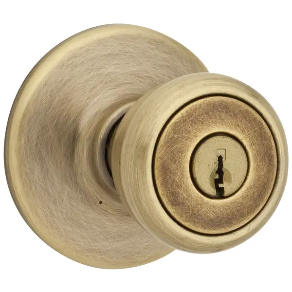 Kwikset 243 Tylo Entry Knob and Double Cylinder Deadbolt Project Pack in Antique Brass - 1