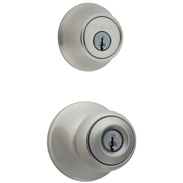 Kwikset 991 Juno Entry Knob and Single Cylinder Deadbolt Combo Pack featuring SmartKey in Satin Nickel by Kwikset - 4