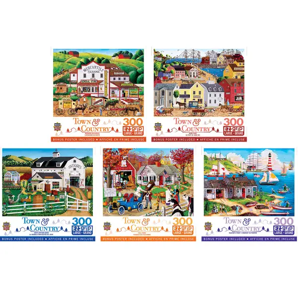 Masterpiece Puzzle 300-Piece Town and Country EZ Grip Puzzle