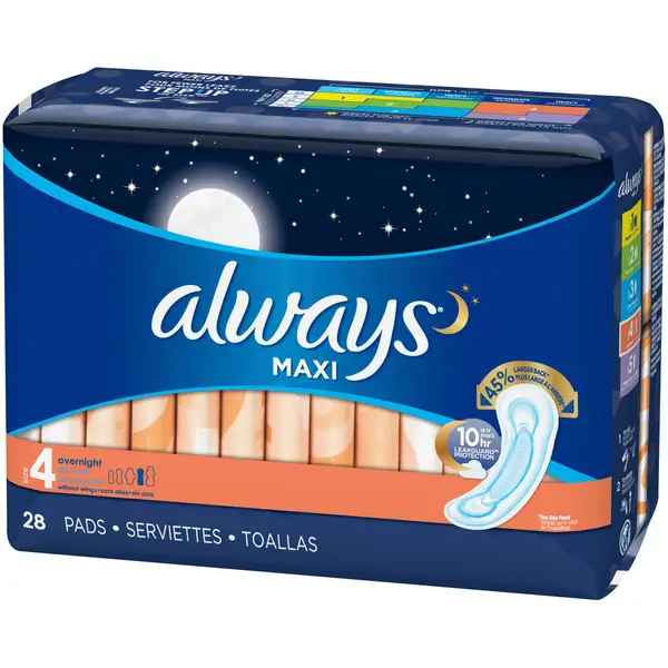 Always Pads Maxi Size 5-20 Count X-Tra Heavy Overnight (6 Pack)