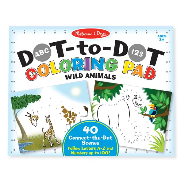 ABC 123 Dot-to-Dot Coloring Pad - Wild Animals — Nature's Workshop Plus