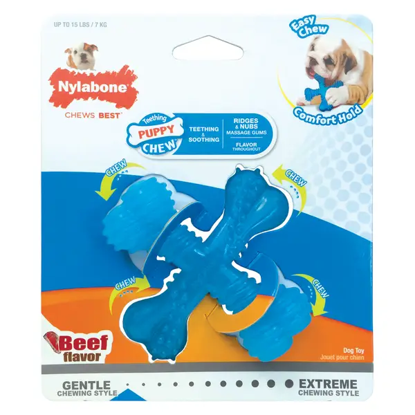 Nylabone Puppy Chew & Dura Chew Peanut Butter Bone Twin Pack Dog Toy, Small