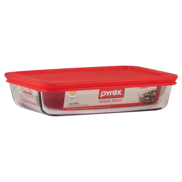  Pyrex Simply Store 1-Cup Single Glass Food Storage Container  with Lid, Non-Pourous Glass Round Meal Prep Container with Lid, BPA-Free  Lid, Dishwasher, Microwave, Oven and Freezer Safe,Red: Food Savers: Home 