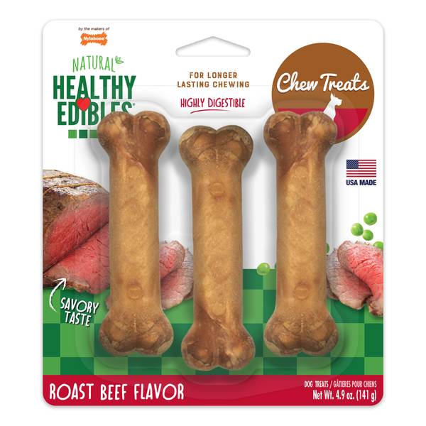 Nylabone 3Count Healthy Edibles Roast Beef Flavor Chew Dog Treat
