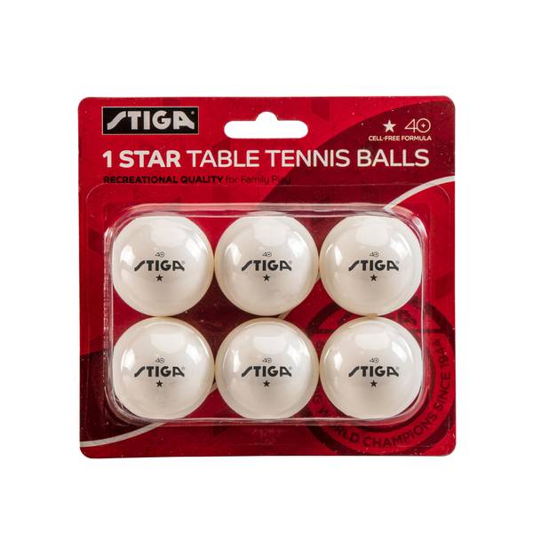 STIGA 6 Pack White 1 Star Table Tennis Balls - 40mm ITTF Regulation Size and Weight Ping Pong Balls (B07S8VCSY5)