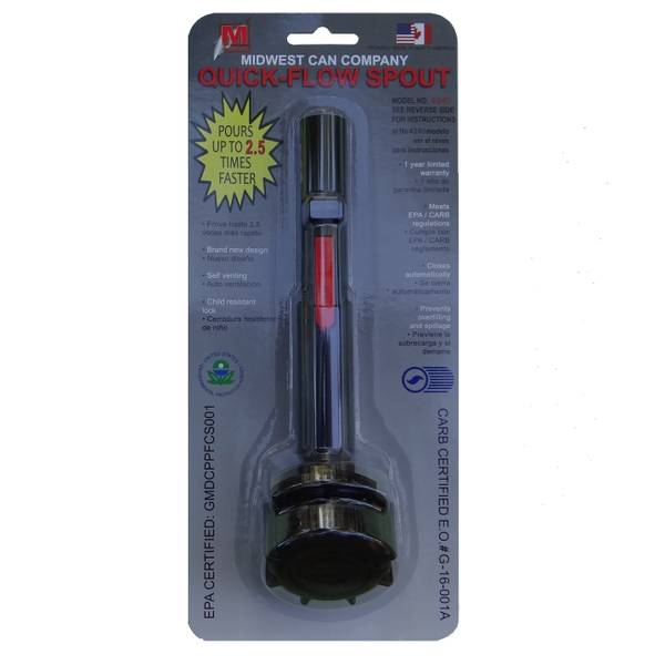 NO-SPILL EPA Compliant Gas Can Spout Nozzle Assembly, 3/4-in Spout