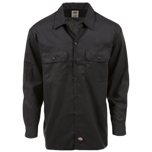 Dickies Men's Long-Sleeve Flex Relaxed Fit Twill Work Shirt, Black