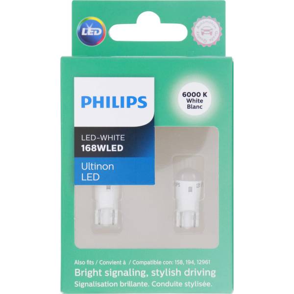 2 Pack White Philips 168WLED Ultinon LED 