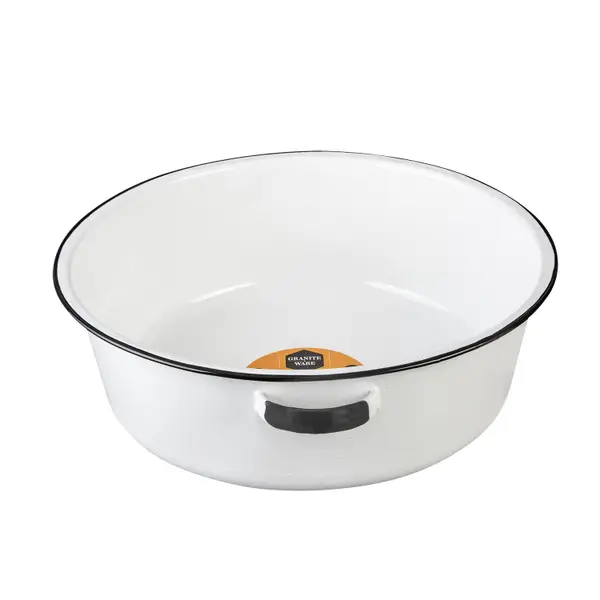 Granite Ware Dish Pan, White Ceramic-On-Steel, 15-Qts.