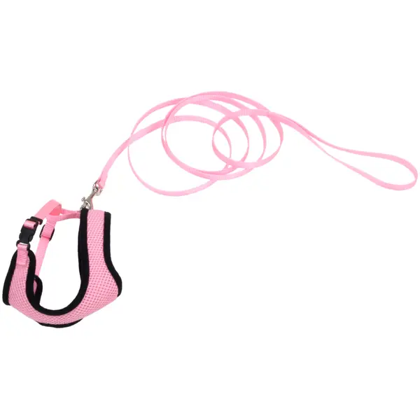 cat harness + leash ziggi pink 20-35cm 10mm