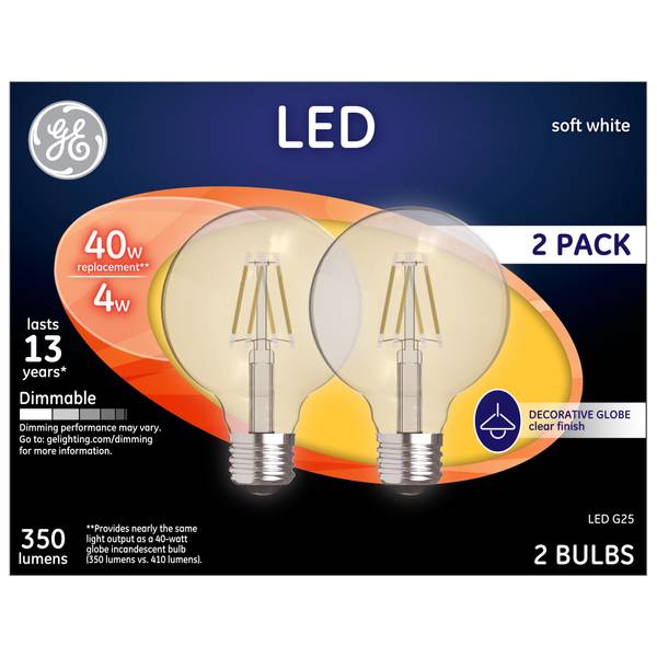 Photo of 2-Pack 4-Watt LED Soft White Dimmable G25 Light Bulbs