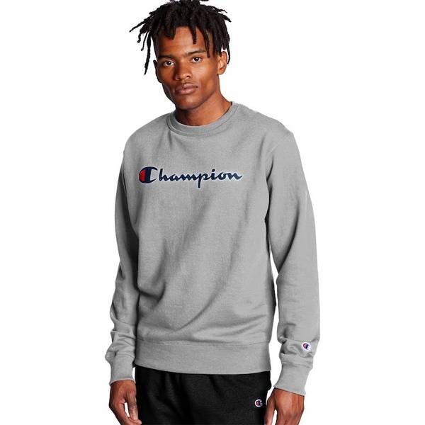 Champion Men's Powerblend Fleece Crew, Script Logo Surf The Web / M