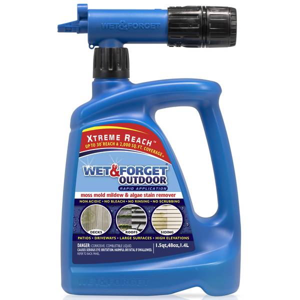 Wet & 48 oz Outdoor Hose End Moss Mold Mildew & Algae Stain Remover with High Capacity