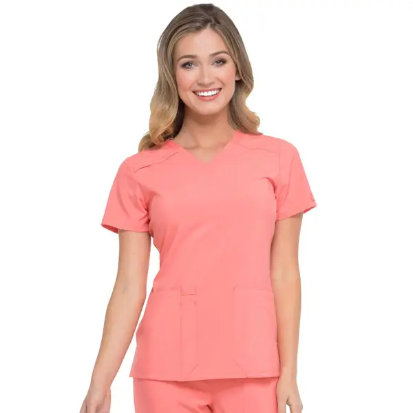 なりこ　W 3STP DRP SKRT Dickies Women's Short Sleeve V-Neck Scrub Top - DK615-RACO-L