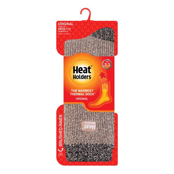 Heat Holders Men's Dominic Twist Heel & Toe Crew Socks, Clay / Black, L ...