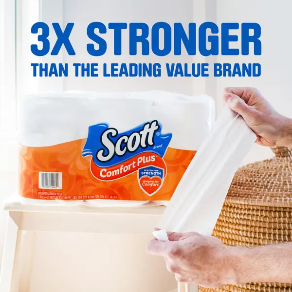 Scott 12-Pack Comfort Plus Double Roll Toilet Paper - 47618