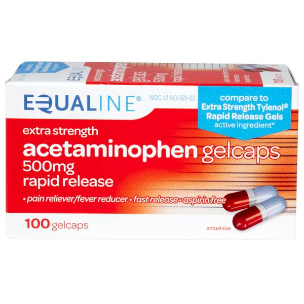 Equaline 100Count 500 mg Acetaminophen Gelcaps 8772531 Blain's