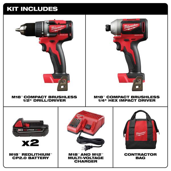 Milwaukee M18 Compact Brushless 2-Tool Combo Kit - 2892-22CT